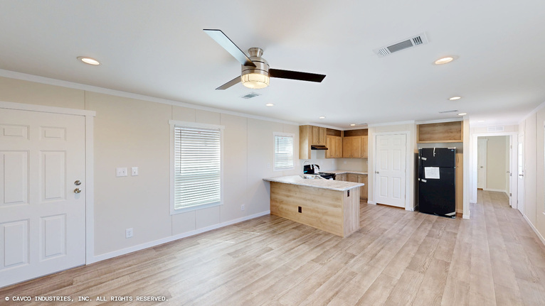 Overlook 16763B | 3 bedroom, 2 bathroom, 1140 sqft home. Built by Cavco - Lancaster in Lancaster, TX.