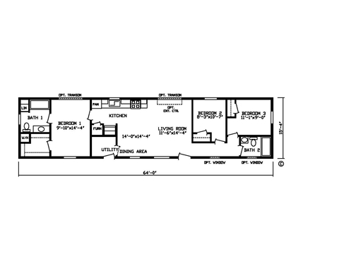 Sawgrass 16643A | 3 bedroom, 2 bathroom, 981 sqft home | Built by Cavco - Montevideo in Montevideo, MN.