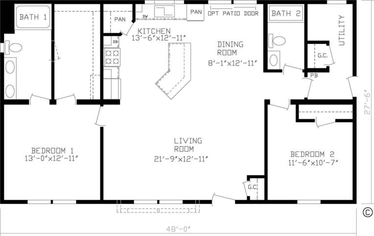 The Harrison Modular 184026M | 2 bedroom, 2 bathroom, 1320 sqft home | Built by Cavco - Montevideo in Montevideo, MN.