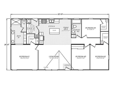 Solaris 28524A | 4 bedroom, 2 bathroom, 1387 sqft home | Built by Cavco - Goodyear in Goodyear, AZ.