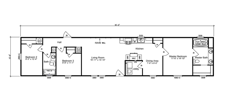 Iron Ranch 16763A | 3 bedroom, 2 bathroom, 1178 sqft home | Built by Cavco - Moultrie in Moultrie, GA.
