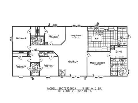 Roberts 32685A | 5 bedroom, 3 bathroom, 2018 sqtf home | Built by Cavco - Moultrie in Moultrie, GA.