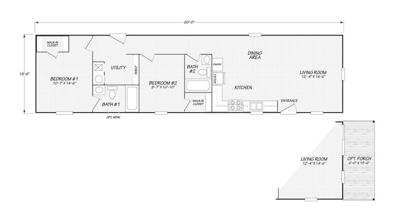 Deuce 16602D | 2 bedroom, 2 bathroom, 930 sqft home | Built by Cavco - Lafayette in Lafayette, TN