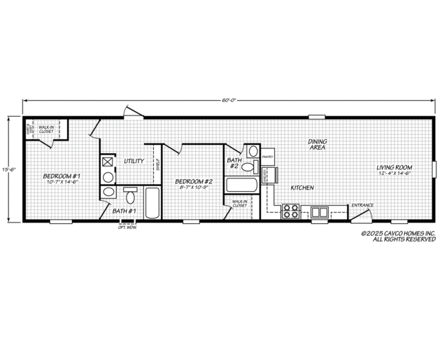 Deuce 16602D | 2 bedroom, 2 bathroom, 930 sqft home | Built by Cavco - Lafayette in Lafayette, TN