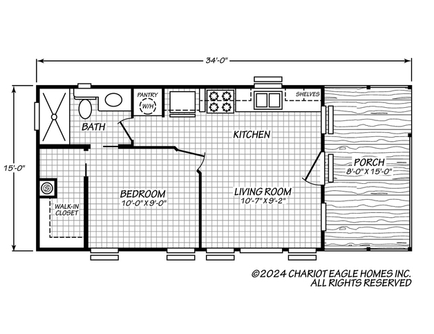 Eagle 15341B | 1 bedroom, 1 bathroom, 394 sqft home | Built by Chariot Eagle in Ocala, FL.
