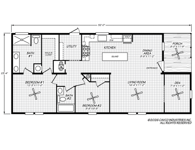 Craft Select 24522A | 2 bedroom, 2 bathroom, 1248 sqft home. Built by Cavco - Plant City in Plant City, FL.
