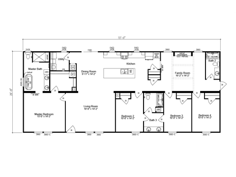 Dalton 32724A | 4 bedroom, 3 bathroom, 2136 sqft home | Built by Cavco - Moultrie in Moultrie, GA.