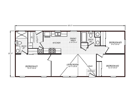 Solaris 20483A | 3 bedroom, 2 bathroom, 960 sqft home | Built by Cavco - Goodyear in Goodyear, AZ.