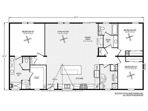 Delilah 30603A | 3 bedroom, 2 bathroom, 1800 sqft home. Built by Cavco - Plant City in Plant City, FL.