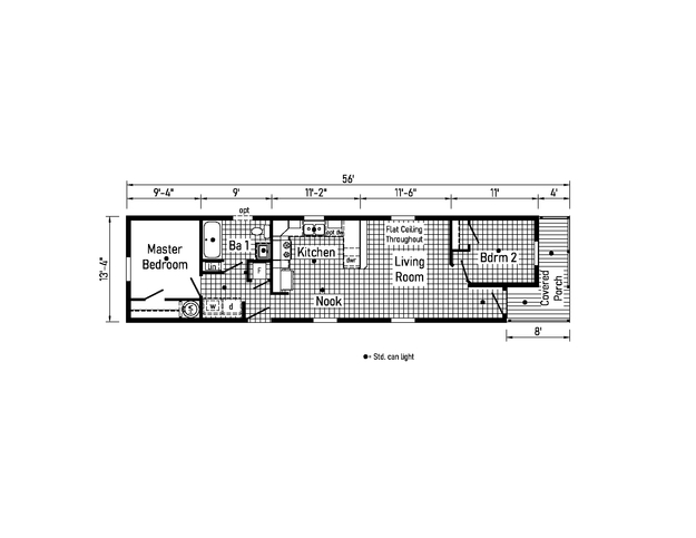 Westlake Single 14562A | 2 bedroom, 1 bathroom, 747 sqft home | Built by Cavco - Dorchester in Dorchester, WI.