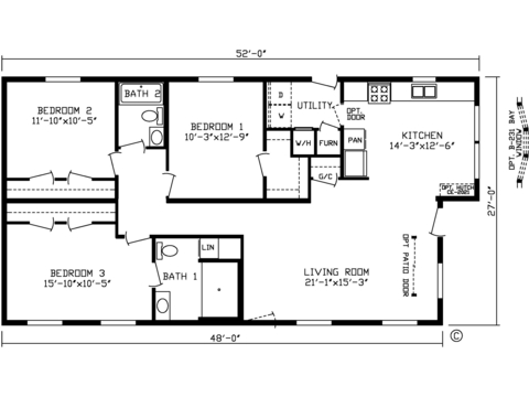 The Belmont | 3 bedroom, 2 bathroom, 1350 sqft home. Built by Cavco - Nappanee in Nappanee, IN.