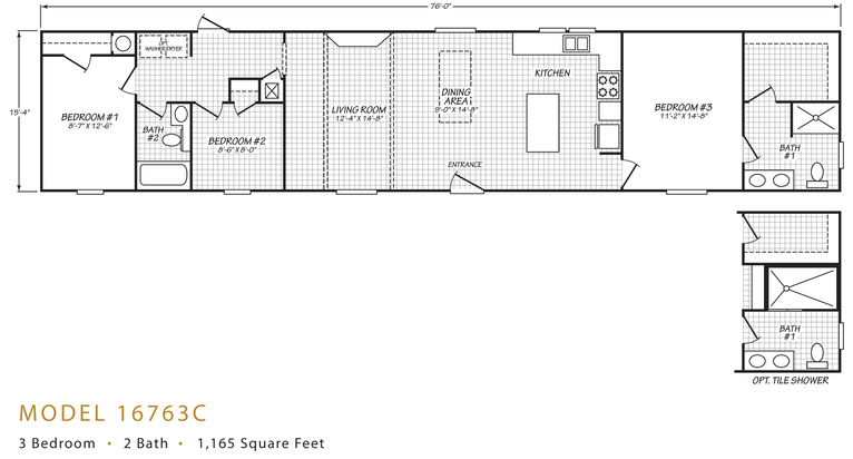 Inspiration 16763C | 3 bedroom, 2 bathroom, 1165 sqft home | Built by Cavco - Montevideo in Montevideo, MN.