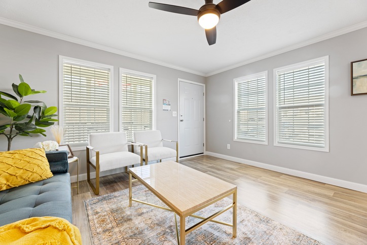 HUD Approved Duplex: Side 1 | 2 bed, 1 bath, 1050 sqft. Side 2 | 2 bed, 1 bath, 1050 sqft. Built by Fairmont Homes.