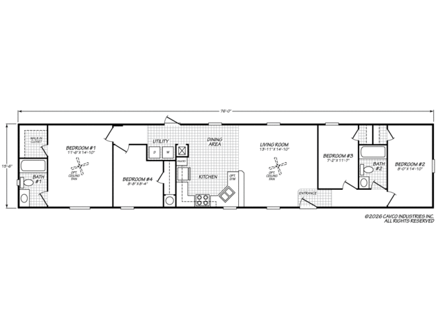 4 Bed Manufactured Home (Single-wide) for Sale - Four Corners 16764F