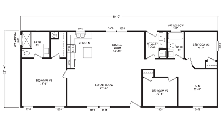 Velocity 24603A | 3 bedroom, 2 bathroom, 1400 sqft home | Built by Cavco - Goodyear in Goodyear, AZ.