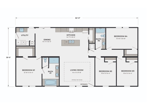 Dover 32624D | 4 bedroom, 2 bathroom, 1860 sqft home. Built by Cavco - Lake Arlington in Fort Worth, TX.
