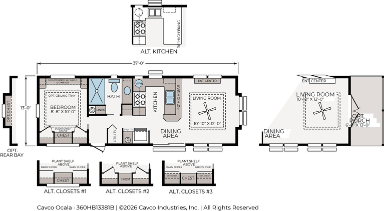 Hawk Elite 13381B | 1 bedroom, 1 bathroom, 490 sqft home | Built by Cavco - Ocala in Ocala, FL.