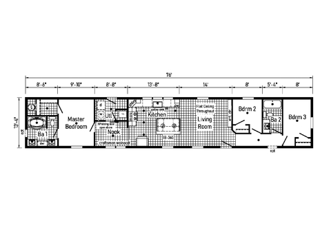 Elite 1 14763C | 3 bedroom, 2 bathroom, 1013 sqft home. Built by Cavco - Clarion in Shippenville, PA.