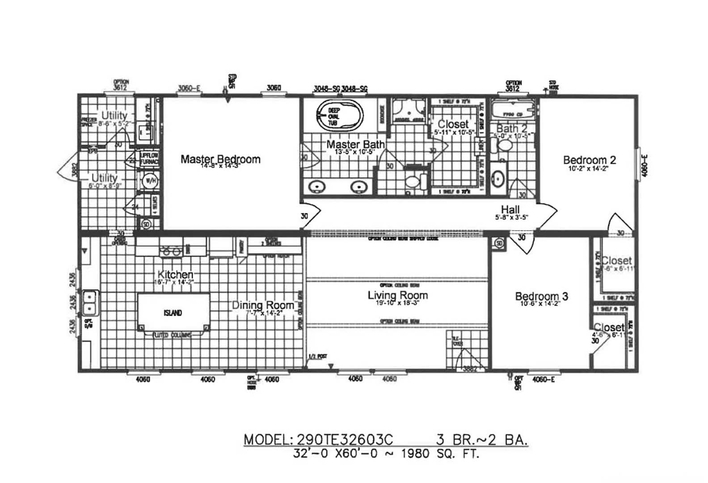 Isidro 32603C | 3 bedroom, 2 bathroom, 1780 sqft home | Built by Cavco - Moultrie in Moultrie, GA.