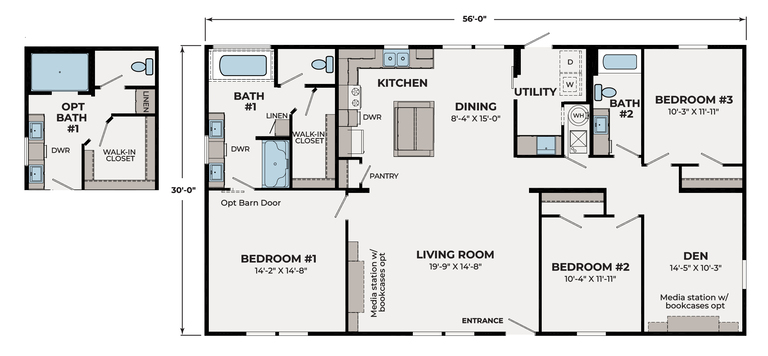 Sequoia 32563S | 3 bedroom, 2 bathroom, 1680 sqft home | Built by Cavco - Lancaster in Lancaster, TX.