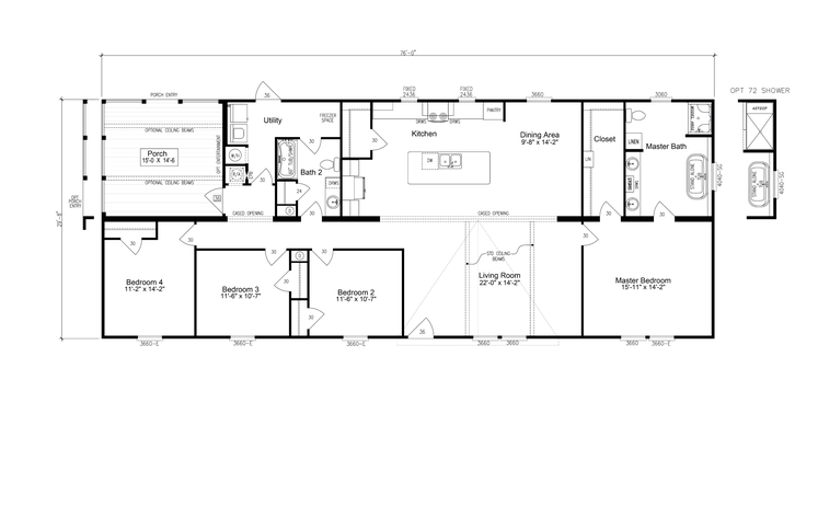 Jones 32764B | 4 bedroom, 2 bathroom, 2254 sqft home | Built by Cavco - Moultrie in Moultrie, GA.