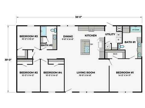 Frontier 32564A | 4 bedroom, 2 bathroom, 1680 sqft home. Built by Cavco - Lancaster in Lancaster, TX.
