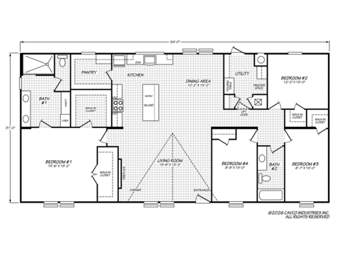 Sundance V 32644A | 4 bedroom, 2 bathroom, 1984 sqft home. Built by Cavco - Austin in Austin, TX.