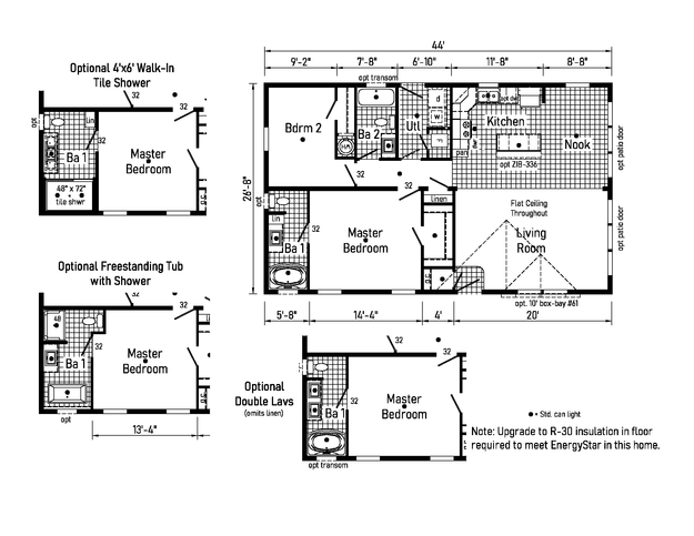 Westlake Ranch 28442A | 2 bedroom, 2 bathroom, 1173 sqft home | Built by Cavco - Dorchester in Dorchester, WI.