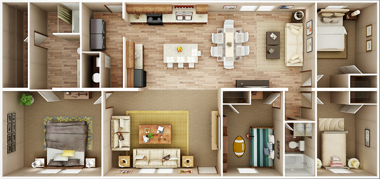 The Marvel 28564AH– 4 Bed / 2 Bath / Den – 1,475 Sq. Ft.