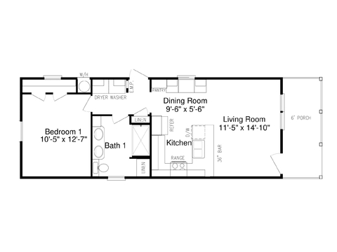 Solitaire 16461A | 1 bedroom, 1 bathroom, 640 sqft home. Built by Cavco - Presidio in Presidio, TX.