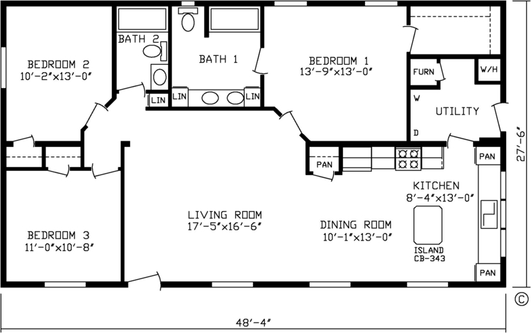 The Nokomis 28483B | 3 bedroom, 2 bathroom, 1329 sqft home | Built by Cavco - Montevideo in Montevideo, MN.