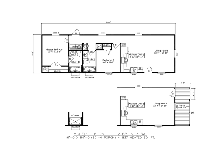 Homer 16542A | 2 bedroom, 2 bathroom, 864 sqft home | Built by Cavco - Moultrie in Moultrie, GA.