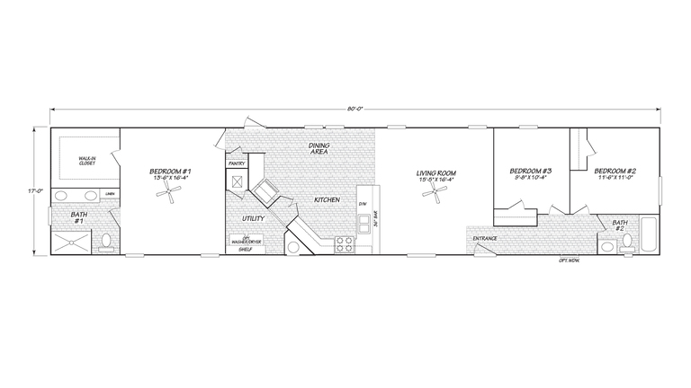 Solitaire 18803A | 3 bedroom, 2 bathroom, 1360 sqft home. Built by Cavco - Presidio in Presidio, TX