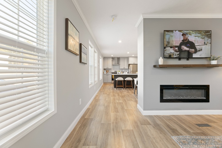 Black line for the Roanoke Duplex. First Nationally Available HUD Approved Duplex | Side A: 2 bedroom, 1 bathroom, 1050 sqft | Side B: 2 bedroom, 1 bathroom, 1050 sqft. Opposite side porches.