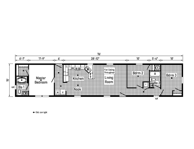 Westlake Single 16763F | 3 bedroom, 2 bathroom, 1140 sqft home | Built by Cavco - Dorchester in Dorchester, WI.
