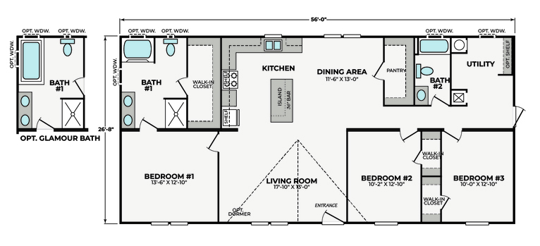 Sawyer 28563P | 3 bedroom, 2 bathroom, 1493 sqft home | Built by Cavco - Waco in Waco, TX.