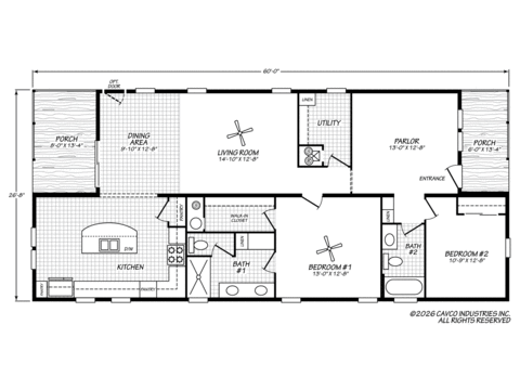 Harbor View 28602A | 2 bedroom, 2 bathroom, 1600 sqft home. Built by Cavco - Plant City in Plant City, FL.