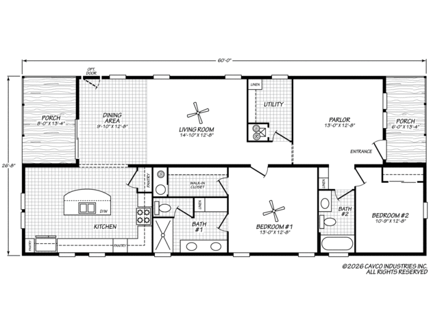 Harbor View 28602A | 2 bedroom, 2 bathroom, 1600 sqft home. Built by Cavco - Plant City in Plant City, FL.
