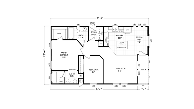 Sedona Ridge 24442A | 2 bedroom, 2 bathroom, 1027 sqft home | Built by Cavco - Goodyear in Goodyear, AZ.