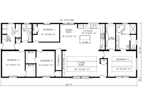 The Blue Ridge XL Modular 28684AM | 4 bedroom, 2 bathroom, 1870 sqft home | Built by Cavco - Montevideo in Montevideo, MN.