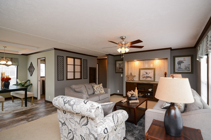 Velocity 28563K | 3 bedroom, 2 bathroom, 1484 sqft home | Built by Cavco - Rocky Mount in Rocky Mount, VA. - Living Room toward Utility Room