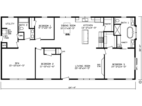 The Winchester Den 32643A | 3 bedroom, 2 bathroom, 1951 sqft home | Built by Cavco - Montevideo in Montevideo, MN.