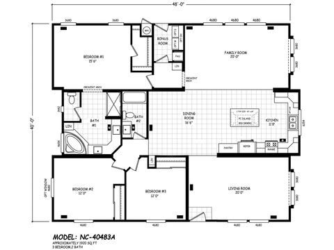 Pinnacle 40483A | 3 bedroom, 2 bathroom, 1920 sqft home | Built by Cavco - Goodyear in Goodyear, AZ.