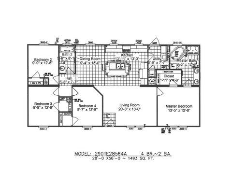 Griffin 28564A  | 4 bedroom, 2 bathroom, 1494 sqft home | Built by Cavco - Moultrie in Moultrie, GA.