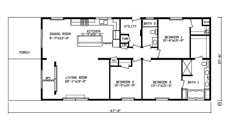 Inspiration 28673B | 3 bedroom, 2 bathroom, 1544 sqft home | Built by Cavco - Montevideo in Montevideo, MN.