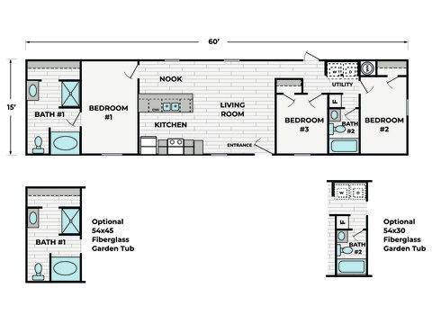 Josie 16603A | 3 bedroom, 2 bathroom, 900 sqft home | Built by Cavco - Hamlet in Hamlet, NC. 