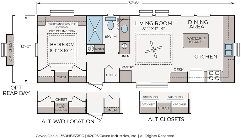 Hawk Elite 13381G | 1 bedroom, 1 bathroom, 492 sqft home | Built by Cavco - Ocala in Ocala, FL.