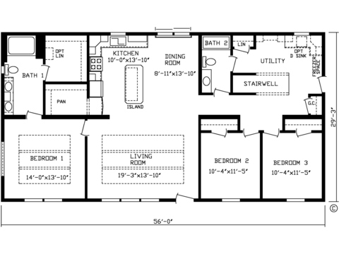 The Everglade MOD 30563AM | 3 bedroom, 2 bathroom, 1638 sqft home | Built by Cavco - Montevideo in Montevideo, MN.
