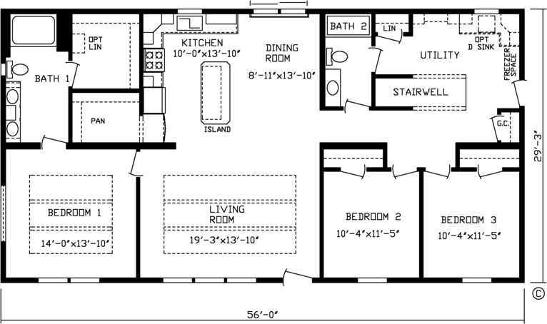 The Everglade MOD 30563AM | 3 bedroom, 2 bathroom, 1638 sqft home | Built by Cavco - Montevideo in Montevideo, MN.