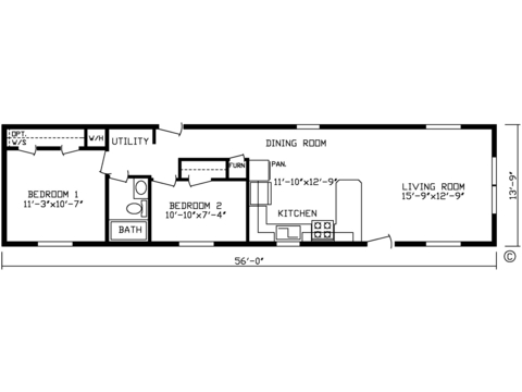 Heritage Hills 14562B | 2 bedroom, 1 bathroom, 770 sqft home | Built by Cavco - Montevideo in Montevideo, MN.
